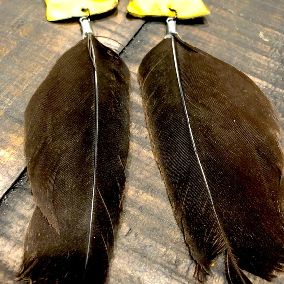 Feather and leather earrings - Picture 5 of 6